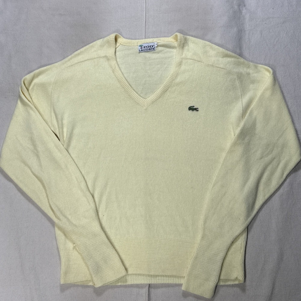 Vintage Izod Lacoste Sweater Mens XL V Neck Pullover Orlon Acrylic USA Made 80s